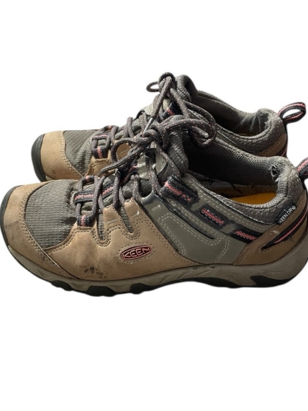 F4- KEEN Women's Taupe, Gray & Pink Trail Shoes size 8.5